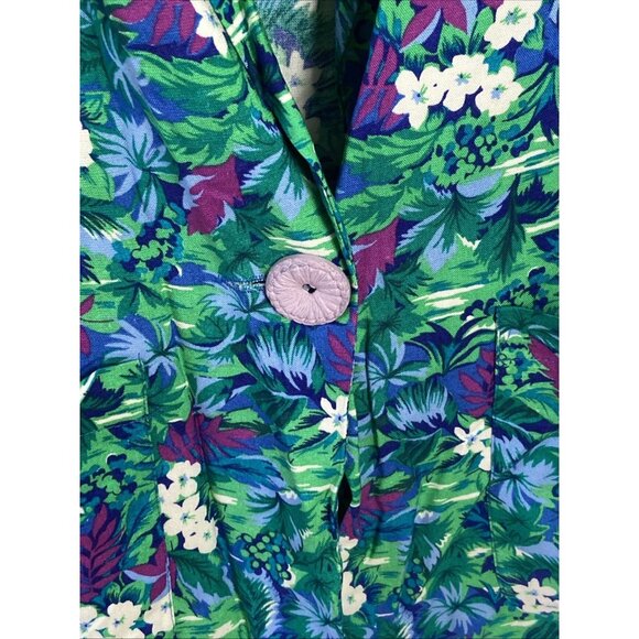 Vintage 80s Tropical Pantsuit Womens Ladies Sz 12 Office Blazer Jacket & Pants - Picture 9 of 16